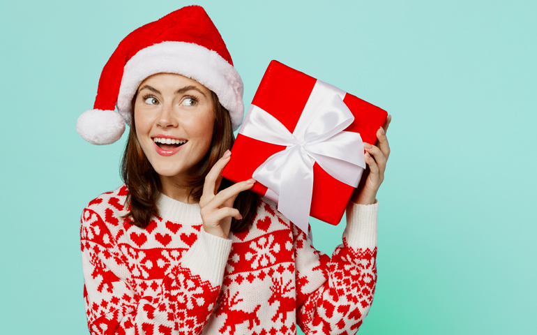 woman with christmas present